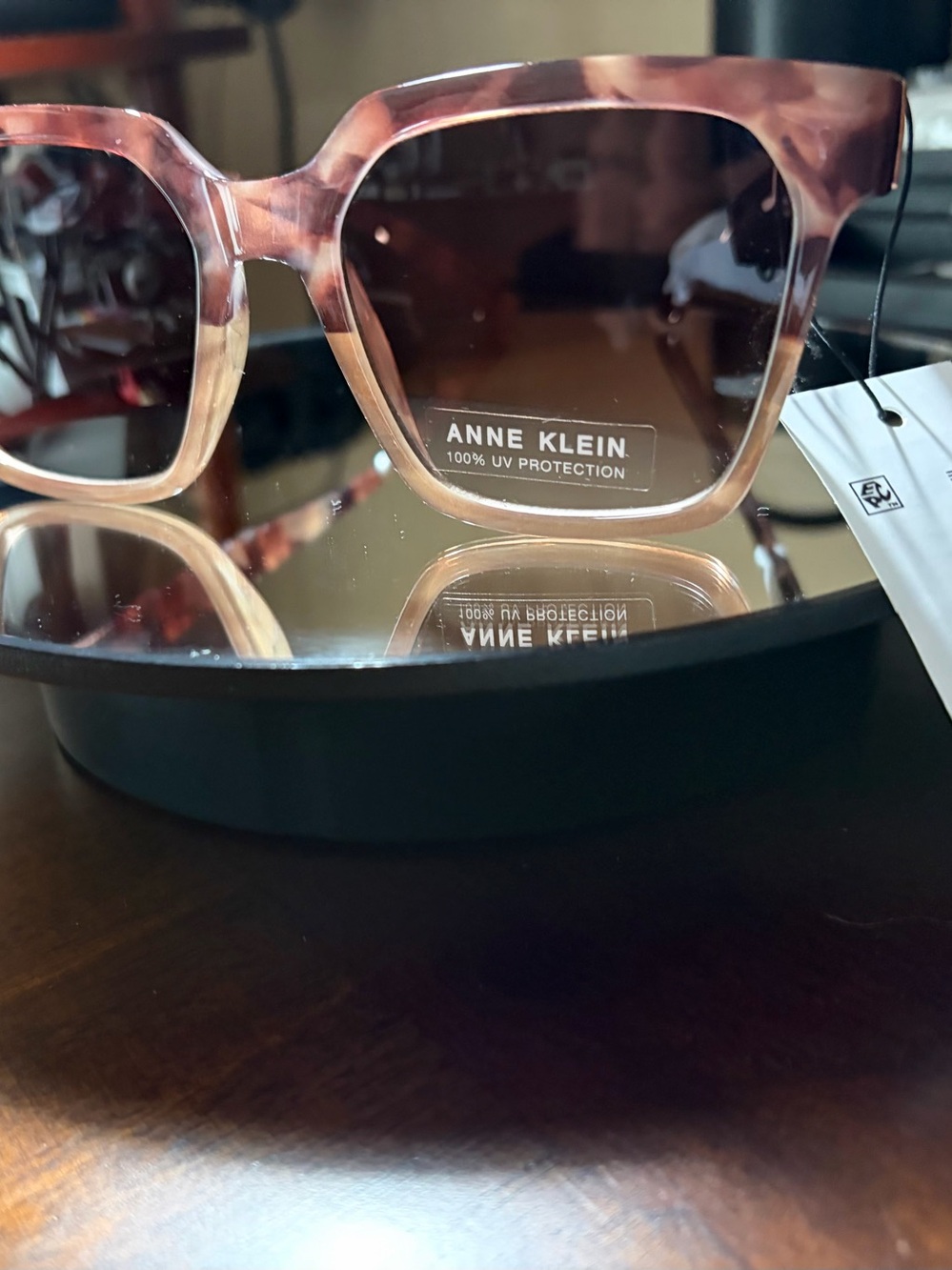 Anne Klein Pink Brown Tortoise Acetate Sunglasses